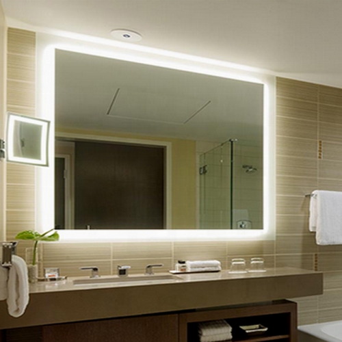 Безрамное зеркало для ванной со светодиодной подсветкой