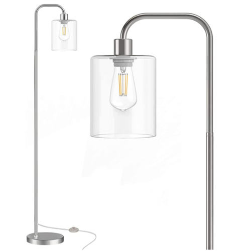 Floor lamp with glass shade