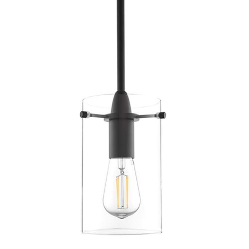 Подвесной светильник в виде цилиндра из черного стекла
